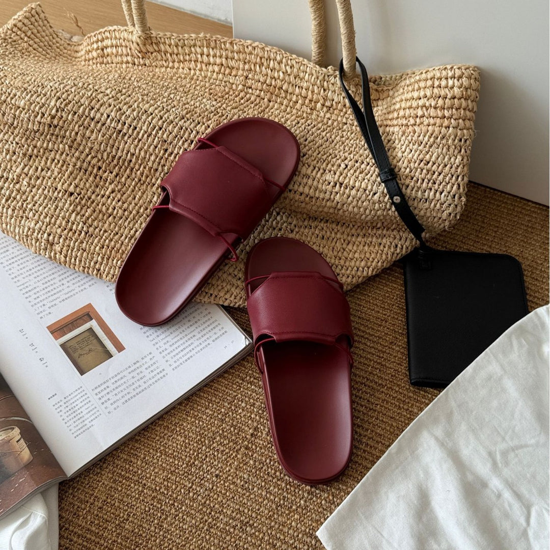 Damen Komfortable Zehentrenner-Sandalen im minimalistischen Design mit doppeltem Riemen EB