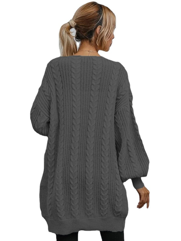 Damen Grobstrick Cardigan mit lässigem Oversize-Schnitt und raffiniertem Zopfmuster EB