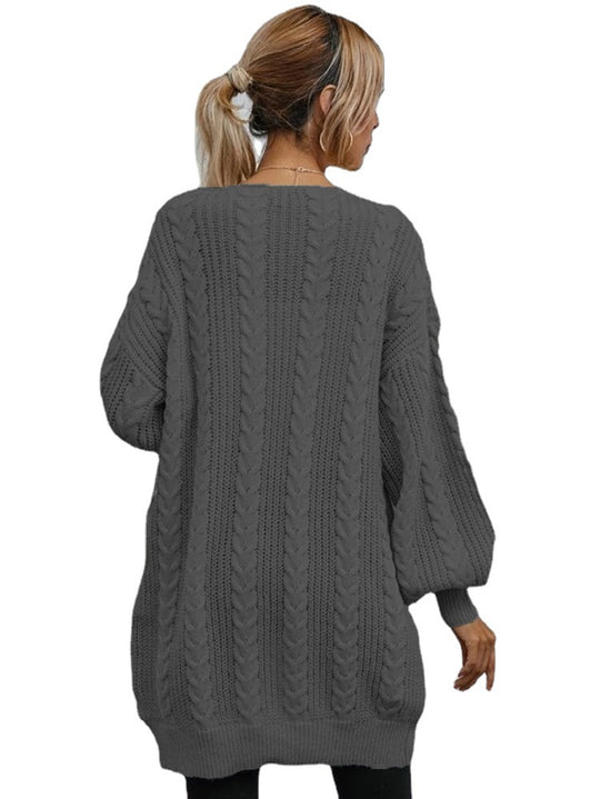 Damen Grobstrick Cardigan mit lässigem Oversize-Schnitt und raffiniertem Zopfmuster EB