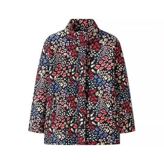 Damen gesteppte Jacke im modischen Leopardenprint EB