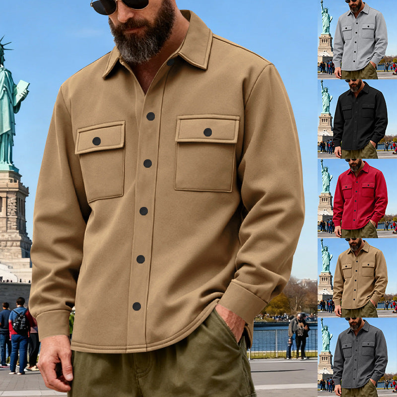 Herren nan lässige Hemdjacke aus Baumwollmischung mit aufgesetzten Brusttaschen EB