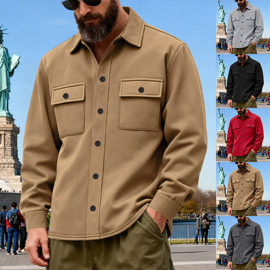 Herren nan lässige Hemdjacke aus Baumwollmischung mit aufgesetzten Brusttaschen EB