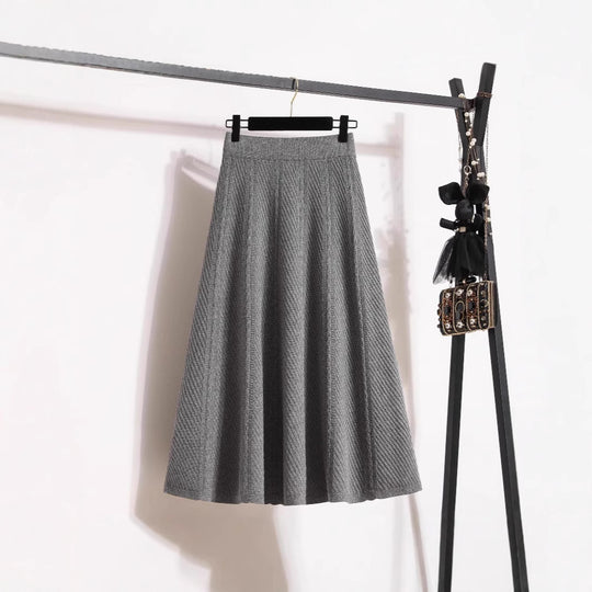 Damen Plissierter Midirock mit elastischem Bund und feiner Struktur EB