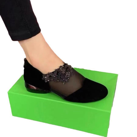 Damen elegante Slipper mit floralem Strassdesign und super bequemer Sohle EB