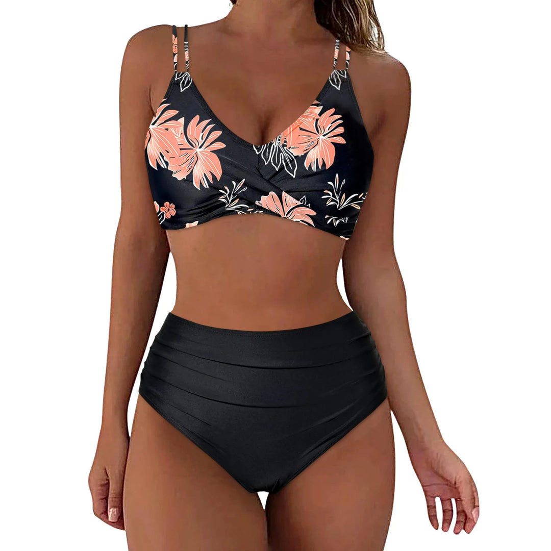 Damen Trendiger Hochschnitt-Bikini mit Raffung EB