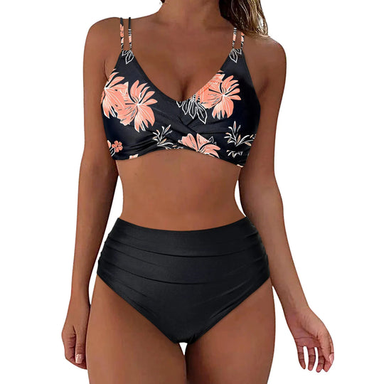 Damen Trendiger Hochschnitt-Bikini mit Raffung EB