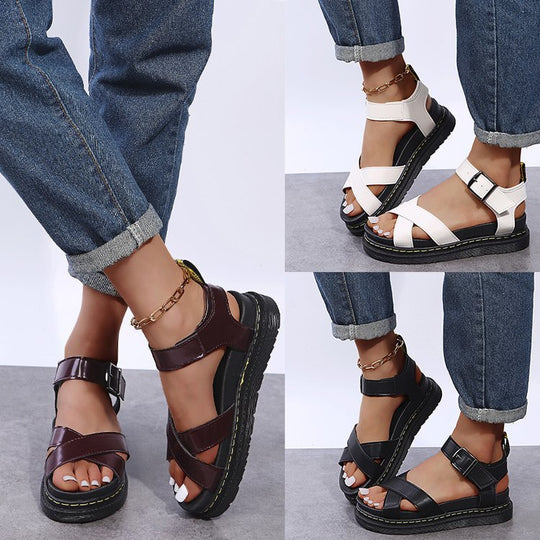 Damen Riemensandalen mit ergonomischem Fußbett und verstellbarem Schnallenverschluss EB