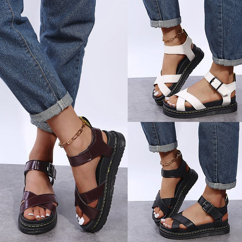 Damen Riemensandalen mit ergonomischem Fußbett und verstellbarem Schnallenverschluss EB