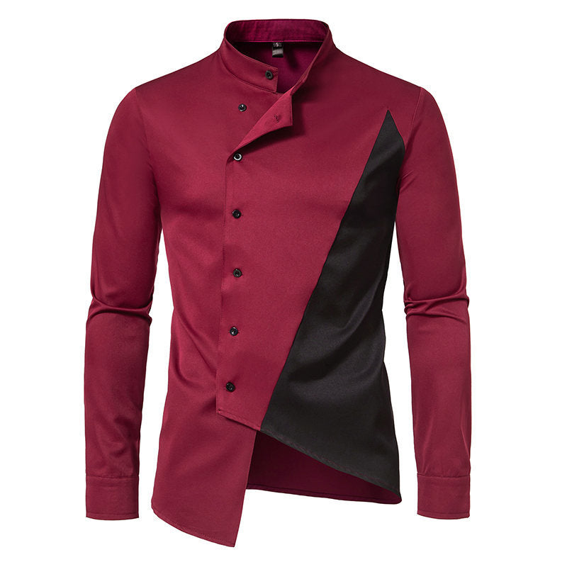 Herren Modern Asymmetrisches Button-Up Hemd EB
