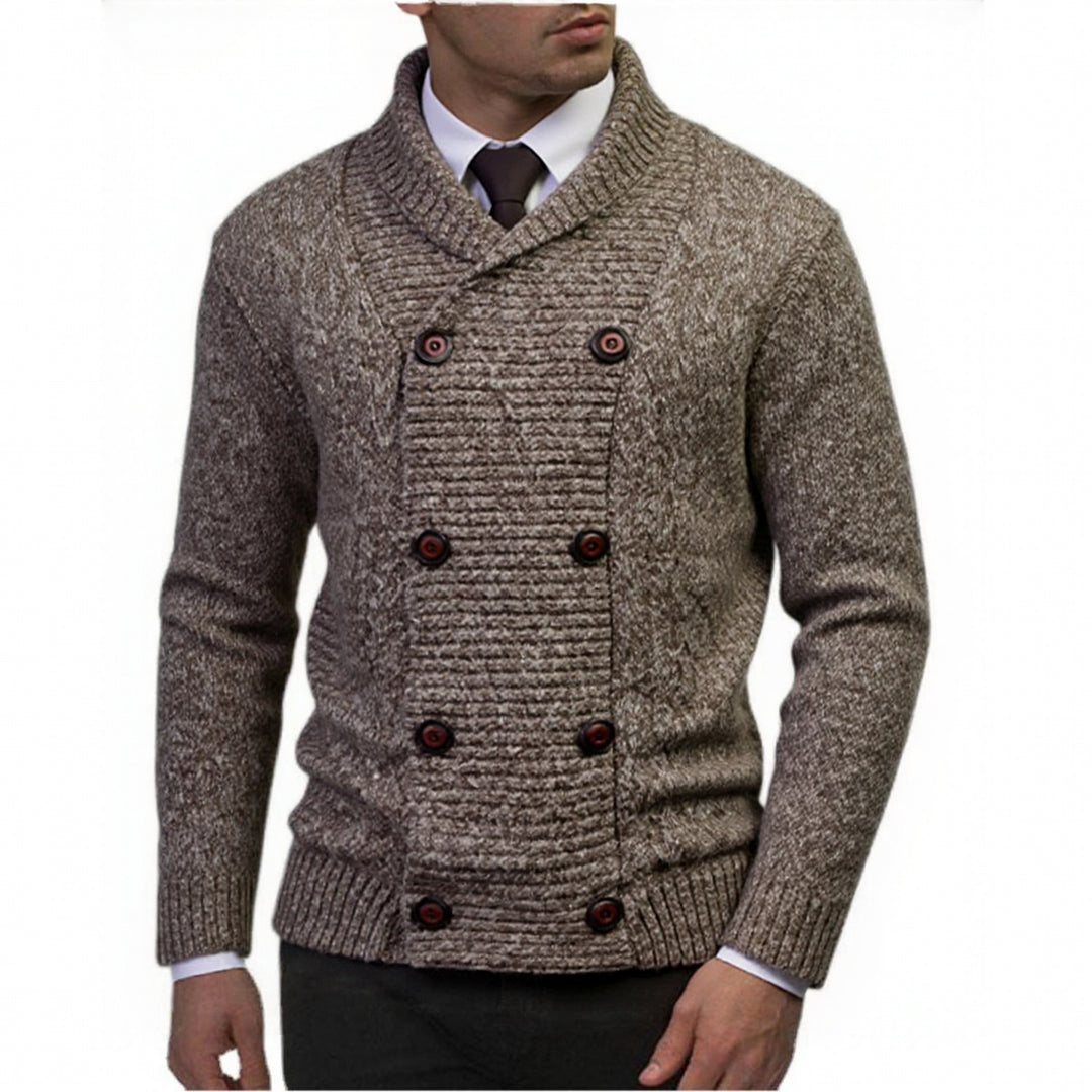 Herren modischer Strickpullover mit doppeltem Knopfverschluss und strukturiertem Design EB