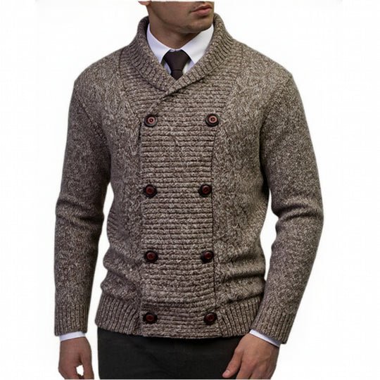 Herren modischer Strickpullover mit doppeltem Knopfverschluss und strukturiertem Design EB