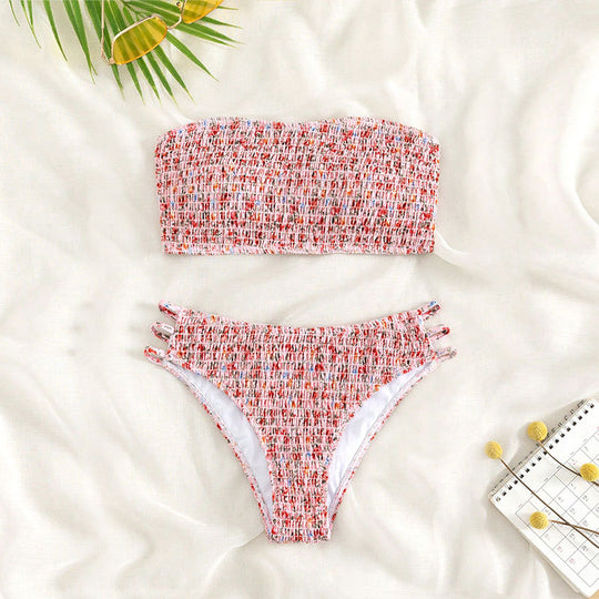 Damen Bandeau-Bikini mit modischem Knotendesign EB