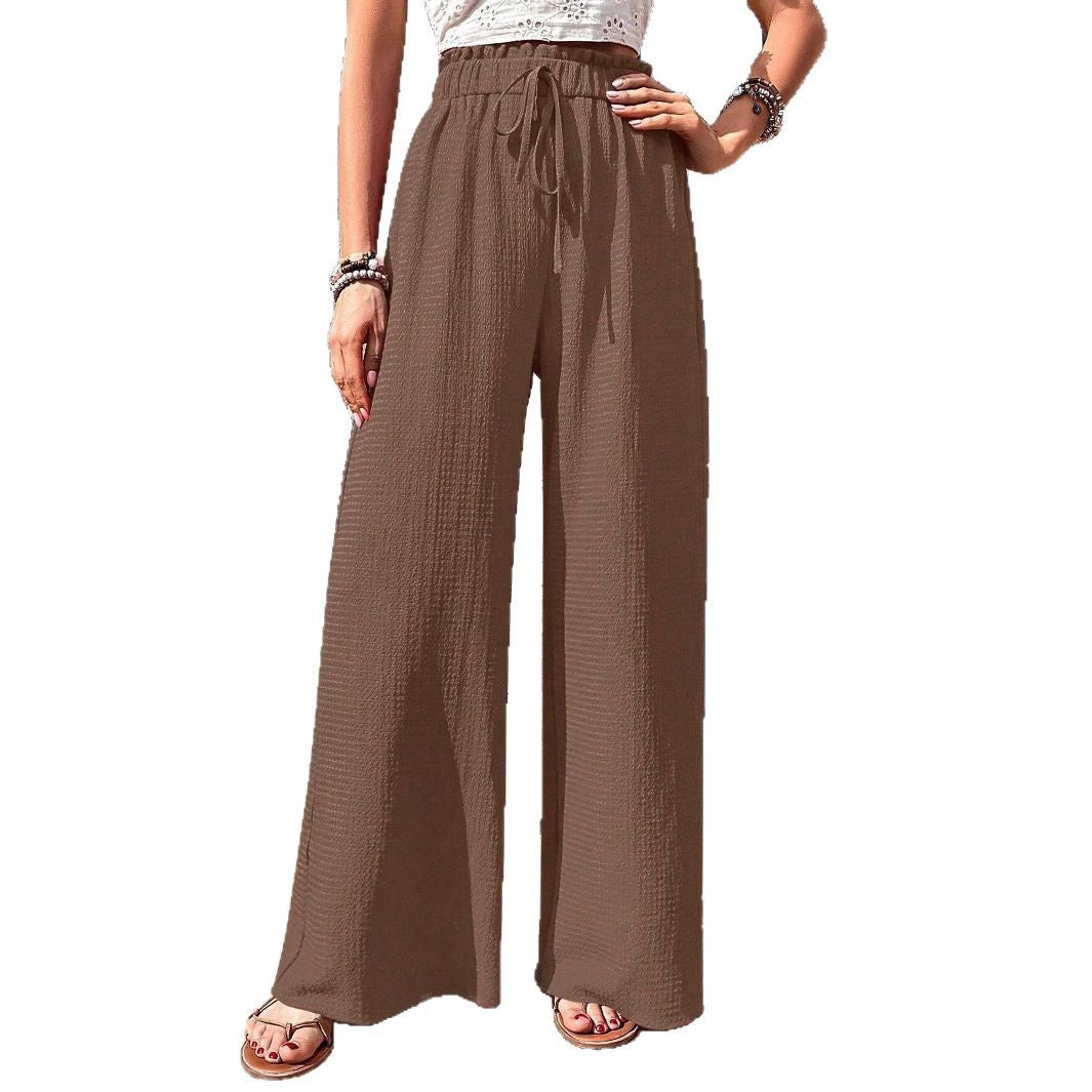 Damen Weite Sommerhose mit elastischem Bund und seitlichen Taschen EB