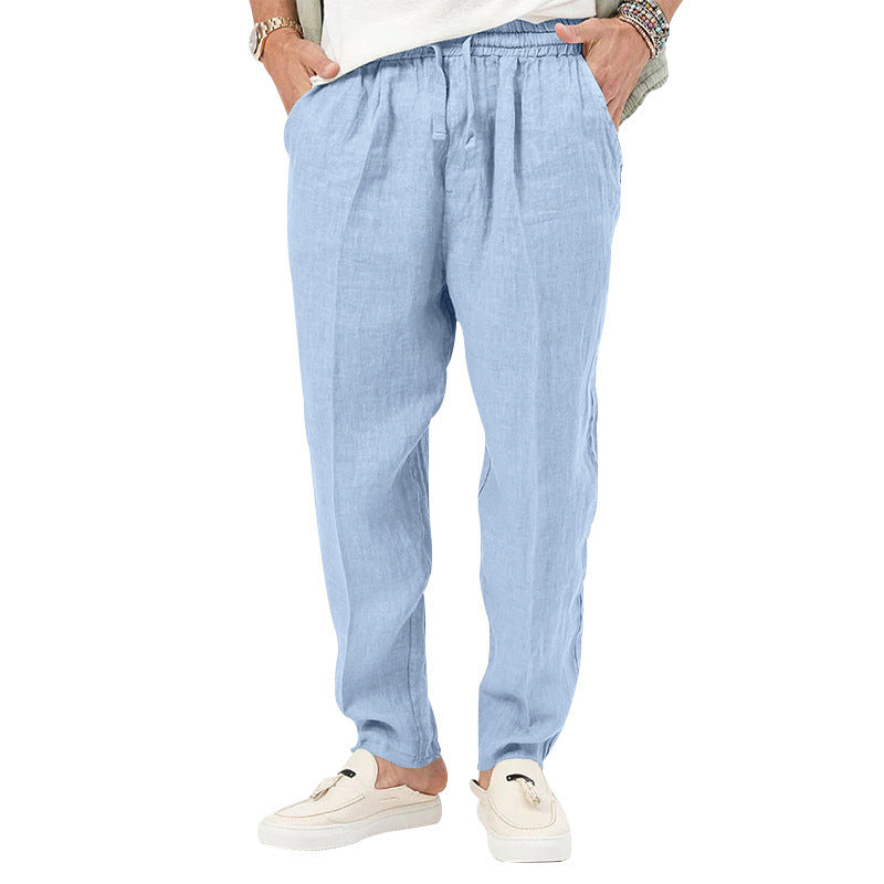 Herren Leichte Leinenhose mit elastischem Bund und praktischen Eingrifftaschen EB