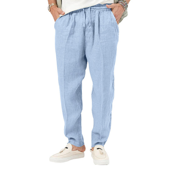 Herren Leichte Leinenhose mit elastischem Bund und praktischen Eingrifftaschen EB