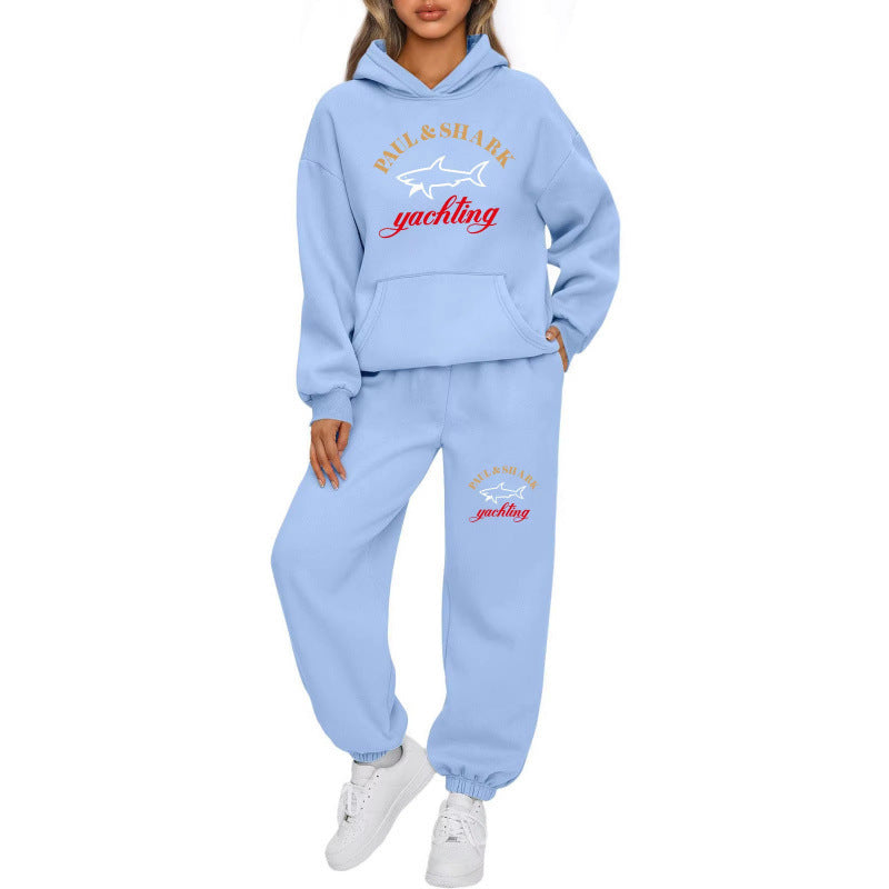 Damen nan oversized Hoodie und Jogginghose Set mit Kapuze Kängurutasche und gerippten Bündchen EB