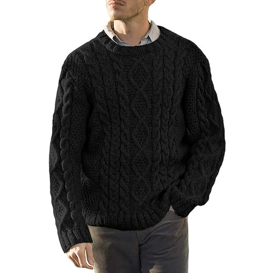 Herren Grobstrickpullover mit klassischem Zopfmuster EB