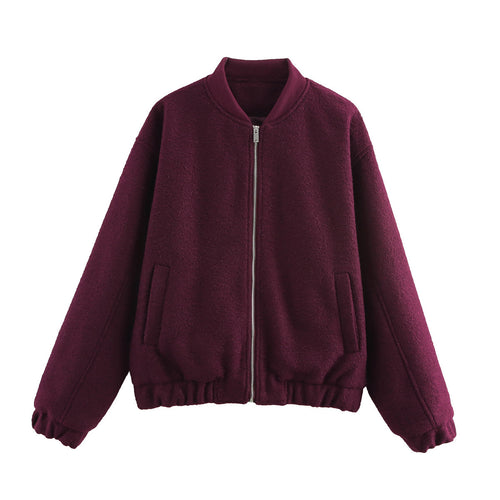Damen Fleece-Bomberjacke mit elastischem Saum und praktischen Eingrifftaschen EB