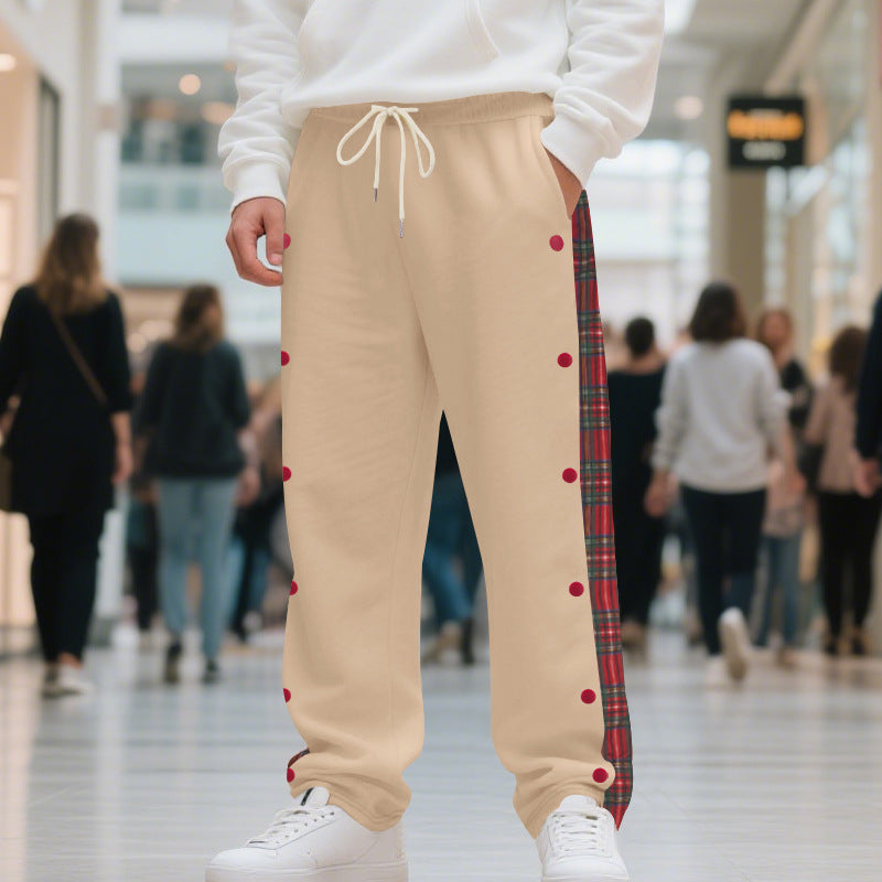 Herren Jogginghose mit seitlichen Knöpfen und pattern akzenten EB