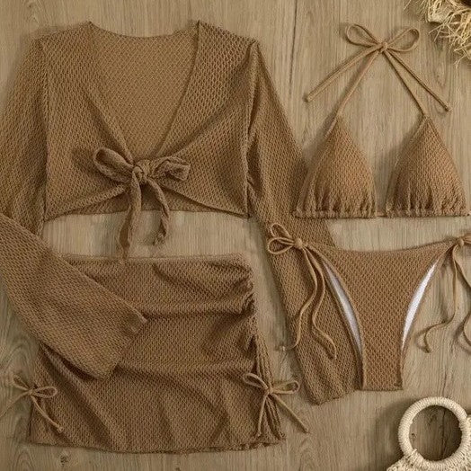 Damen Bikini-Set mit leichtem Netzoberteil und verstellbaren Höschen EB