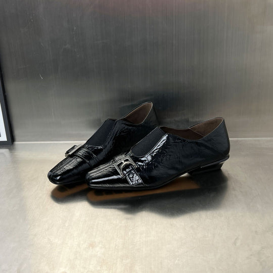 Damen Elegante Slipper mit modischem Schnallenverschluss und hochwertiger Oberflächenstruktur EB