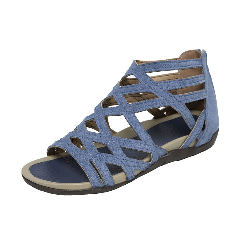 Damen  Riemchen-Sandalen mit geflochtenem Gitterdesign, gepolstertem Komfortfußbett und praktischem Fersenreißverschluss EB