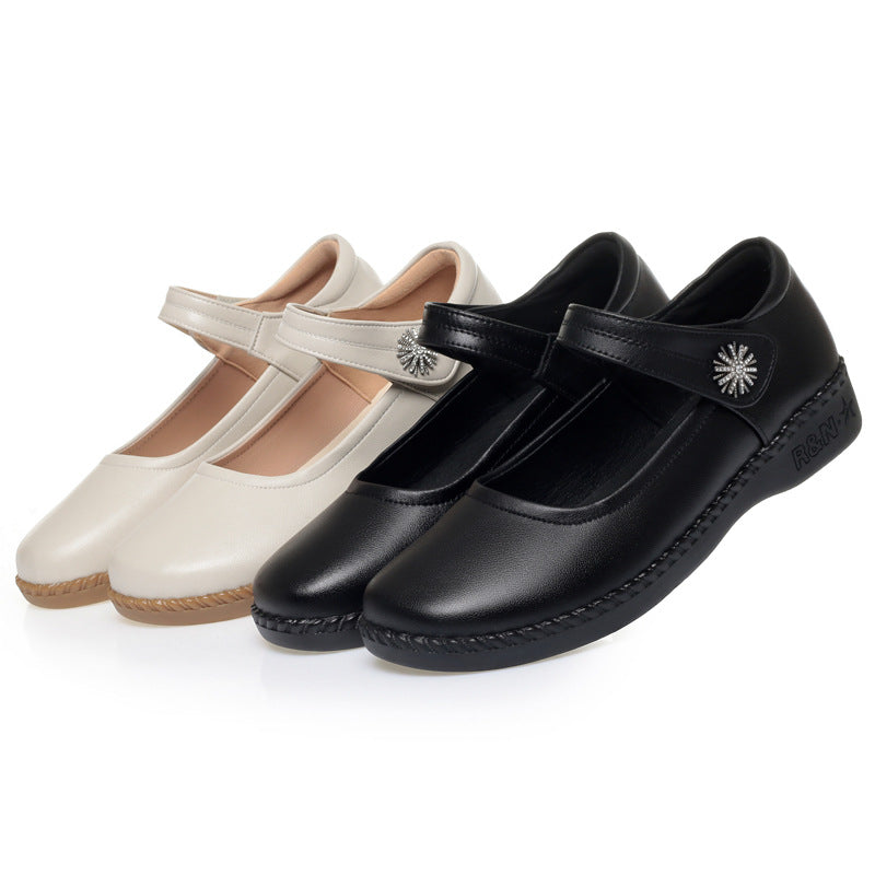 Damen Bequeme Mary Jane Ballerinas mit modischem Riemen und dekorativem Schmuckdetail EB