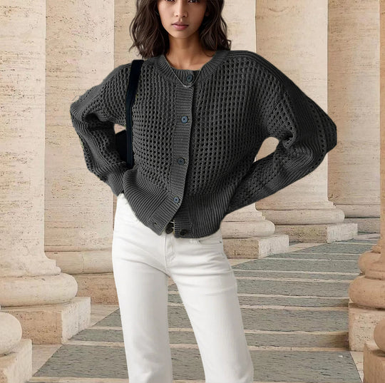 Damen Grobstrickjacke mit durchbrochenem Design und lässigem Schnitt EB