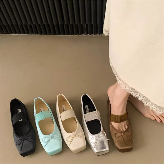 Damen Mary Jane Ballerinas mit elegantem Riemchen und verspieltem Schleifen-Detail EB