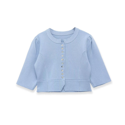 Damen elegantes Cardigan mit feinem Rippenmuster und dekorativen Knöpfen EB