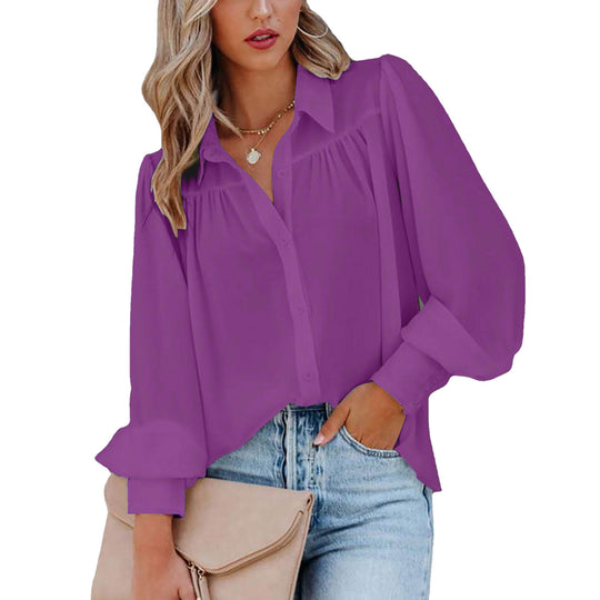 Damen Bluse mit femininen Rüschendetails und lockeren Ärmeln EB