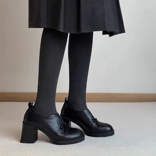 Damen Elegante Schnürschuhe mit modischem Schleifenakzent und blockiertem Absatz EB