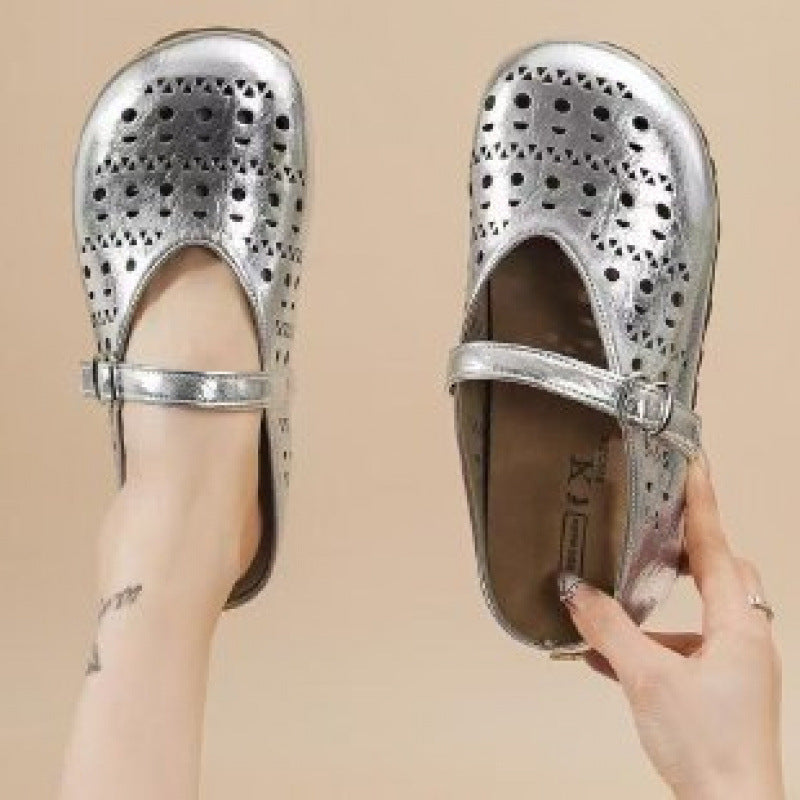 Damen Clogs mit luftigen Cut-Outs und verstellbarem Riemen EB