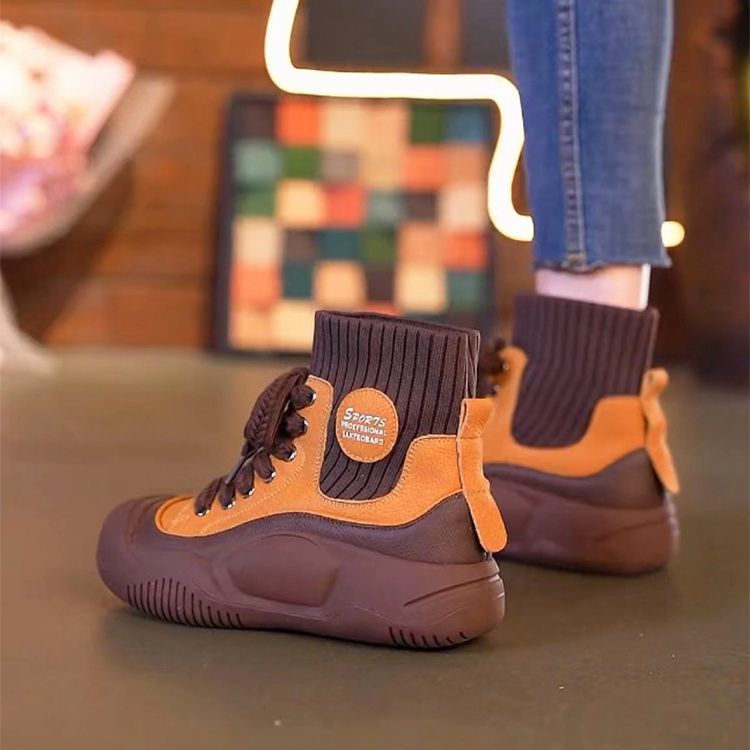 Damen sportliche High-Top Sneakers mit flexiblem Strick-Obermaterial und rutschfester Sohle EB