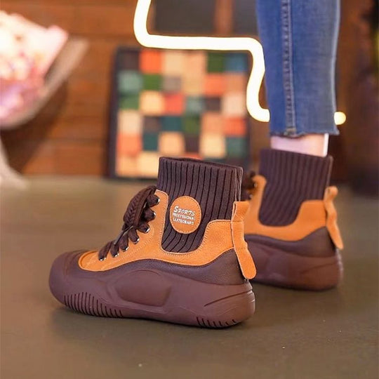 Damen sportliche High-Top Sneakers mit flexiblem Strick-Obermaterial und rutschfester Sohle EB