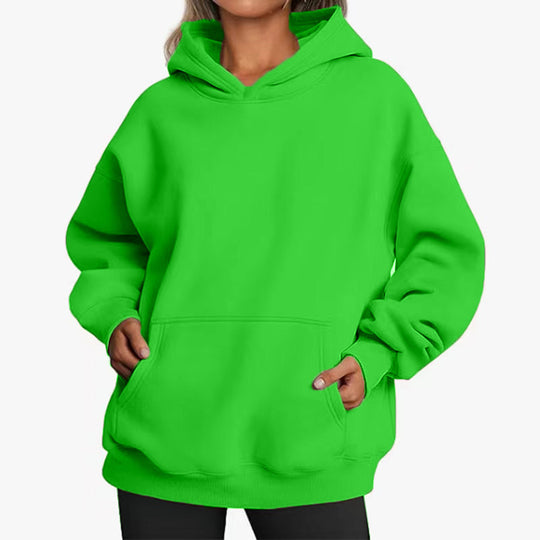 Damen nan extralanger Oversize-Kapuzenpullover im Boxy-Schnitt mit Kängurutasche und geripptem Abschluss EB