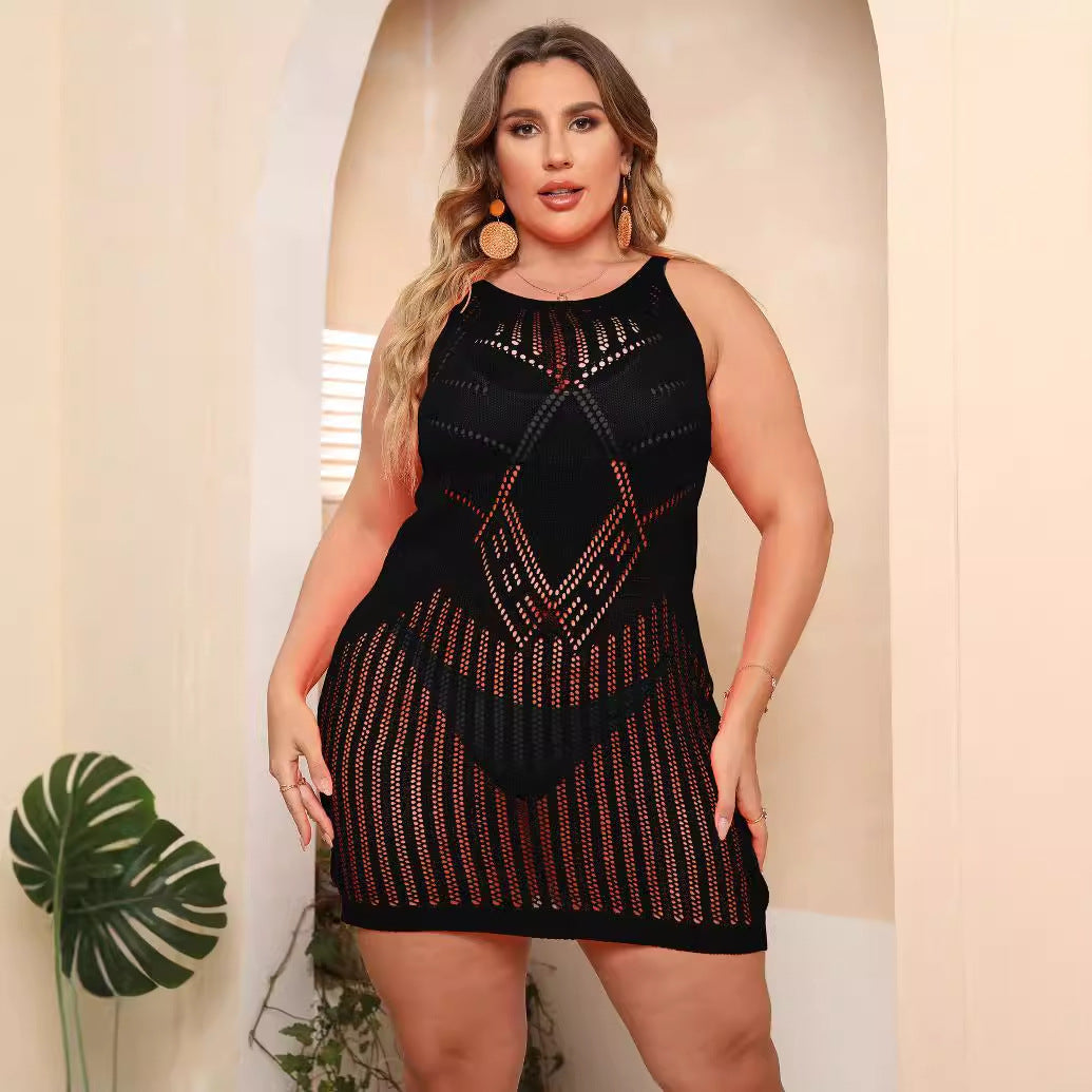 Damen luftiger Netz-Strandkleid EB