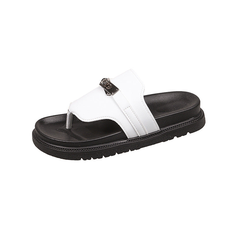 Damen Coole Zehentrenner-Sandalen mit modischem Riemen und ergonomischem Fußbett EB