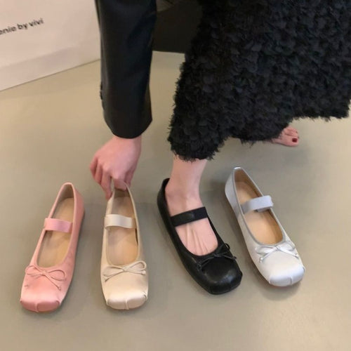 Damen Ballerinas mit verstellbarem Riemen und elegantem Schleifenakzent EB
