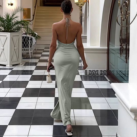 Damen Elegantes Wickelkleid mit tiefer V-Ausschnitt und raffiniertem Gürtel EB