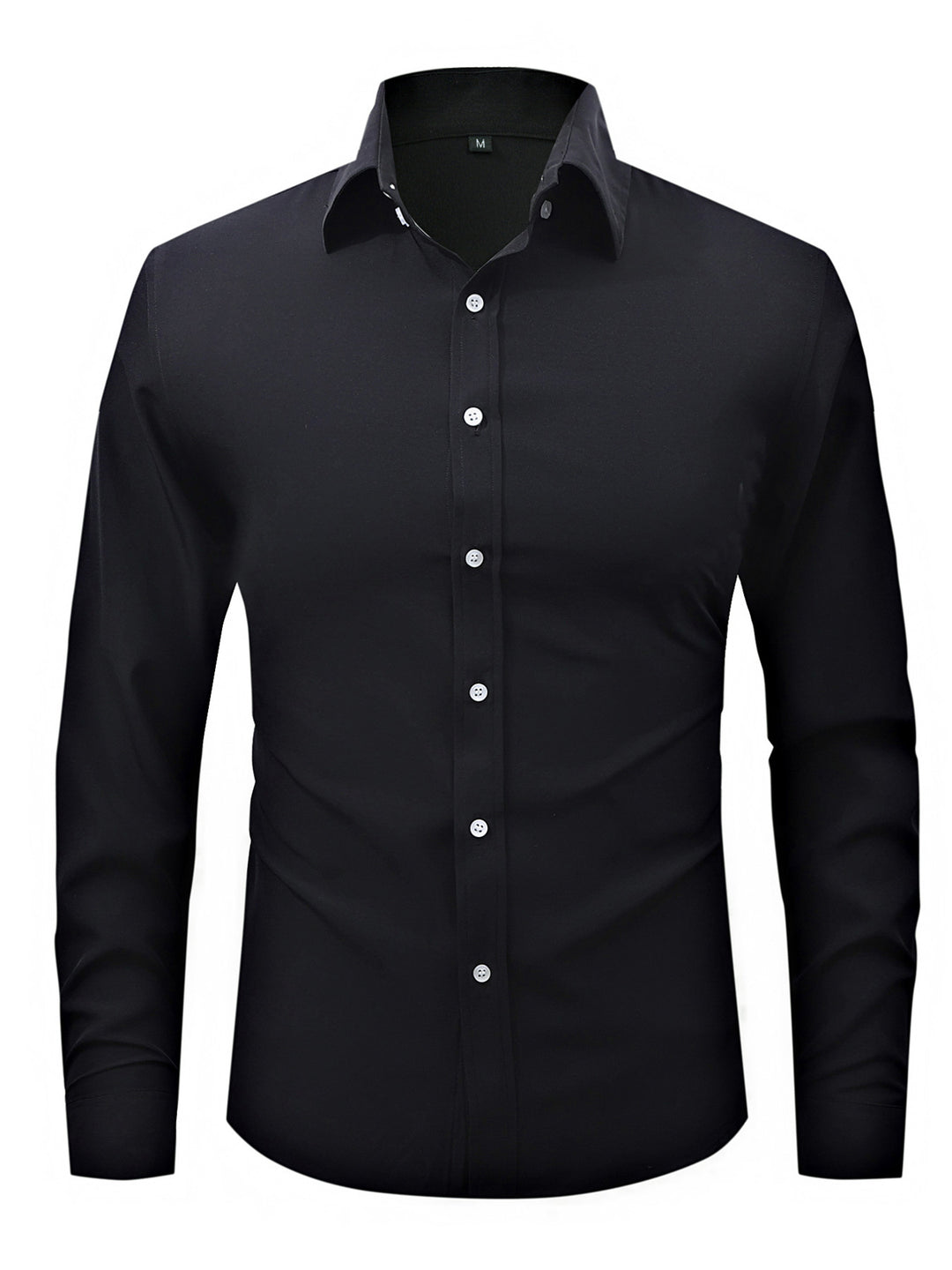 Men's  slim fit long sleeve stretch cotton dress shirt with spread collar EB
