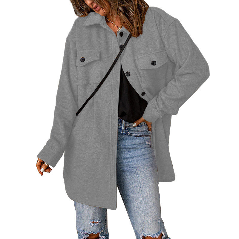 Damen Oversized Freizeitjacke aus weichem Material mit Taschen EB