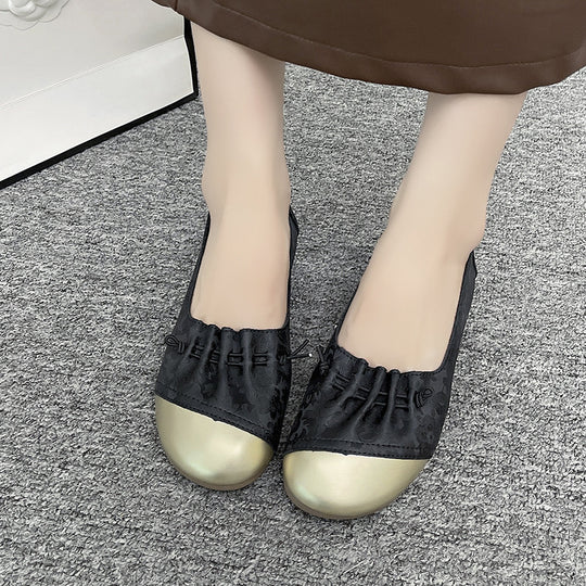Damen elegante Ballerinas mit modischer Schleifenverzierung EB