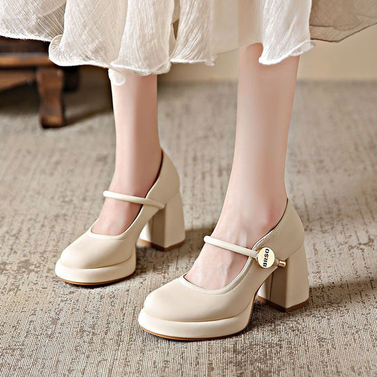 Damen Mary Jane Schuhe mit komfortablem Blockabsatz EB