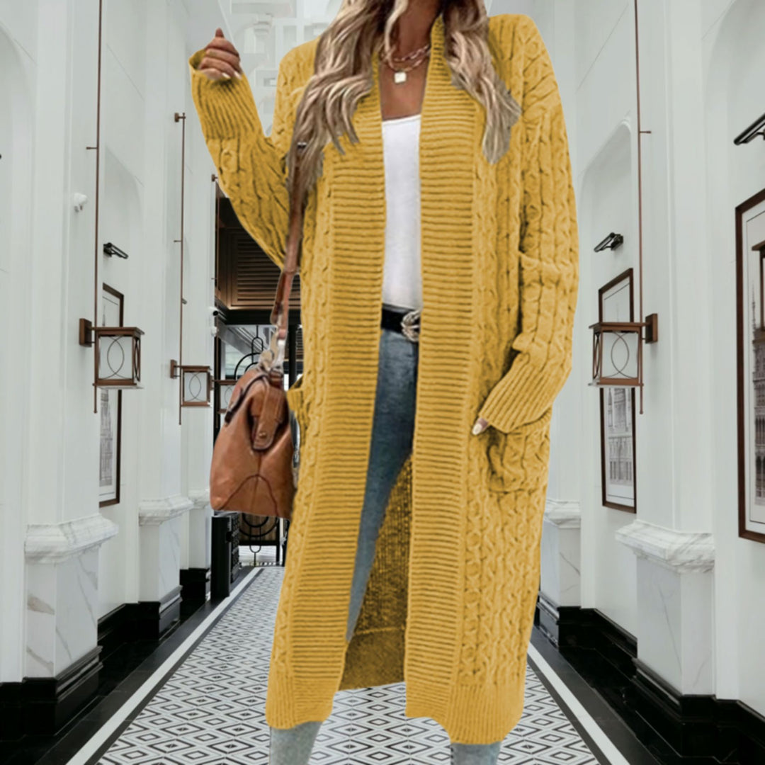 Damen Strickmantel mit Kabelmuster EB