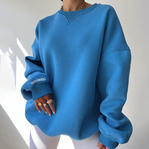 Damen lässiger Oversized Sweatshirt mit Raglanärmeln und besonderen Detailnähten EB