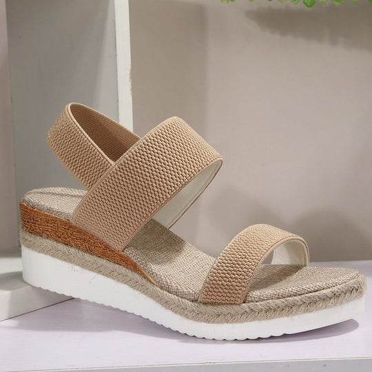 Damen Plateau-Sandalen mit dualem Riemen und entspannter Jute-Optik EB