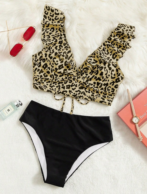 Damen Triangel-Bikini mit Rüschen und hohem Beinausschnitt EB