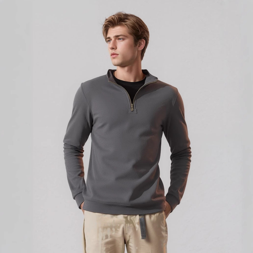 Herren sportlicher Pullover mit halbem Reißverschluss EB