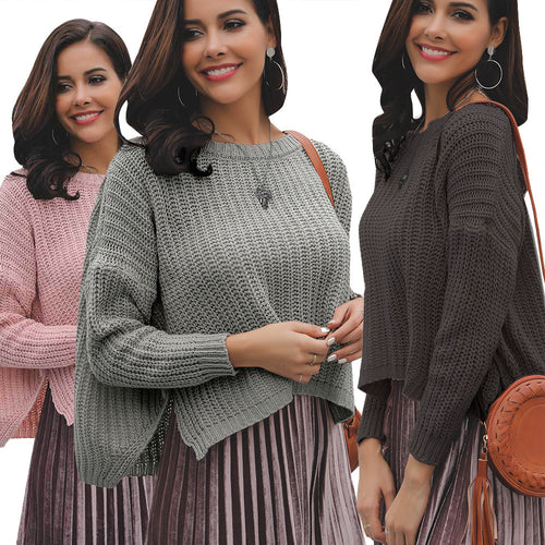 Damen lässiger Strickpullover mit elegantem Netzdesign und lockerer Passform EB